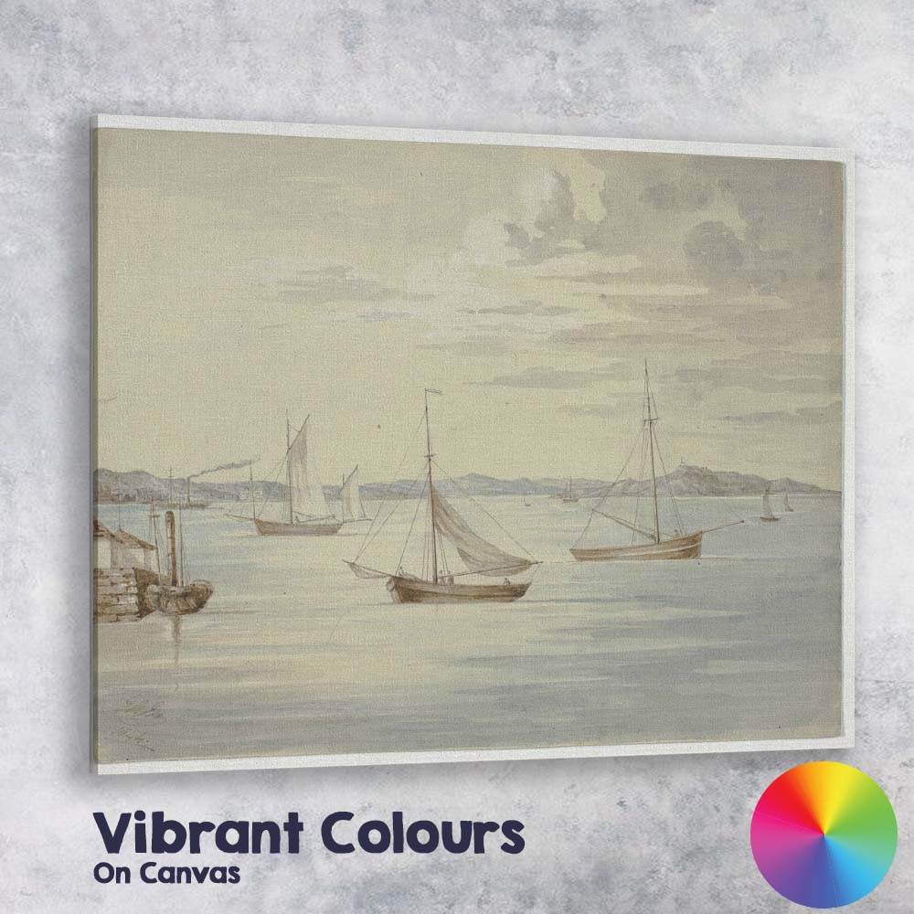 Peaceful Harbour Sailboats Coastal Watercolour Seascape Canvas Wall Art Print Decor Picture Ready to Hang