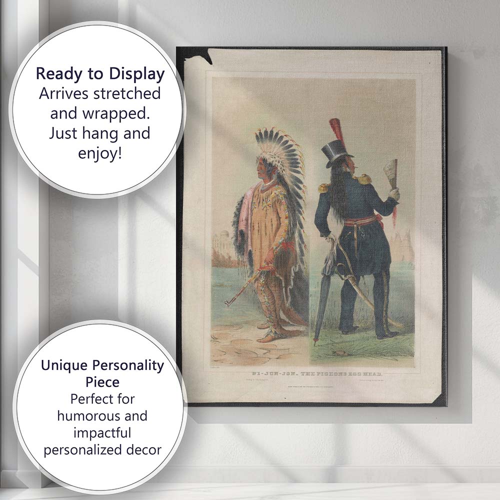 Native American Chief and Military Officer Historical Cultural Portrait Canvas Wall Art Print Decor Picture Ready to Hang