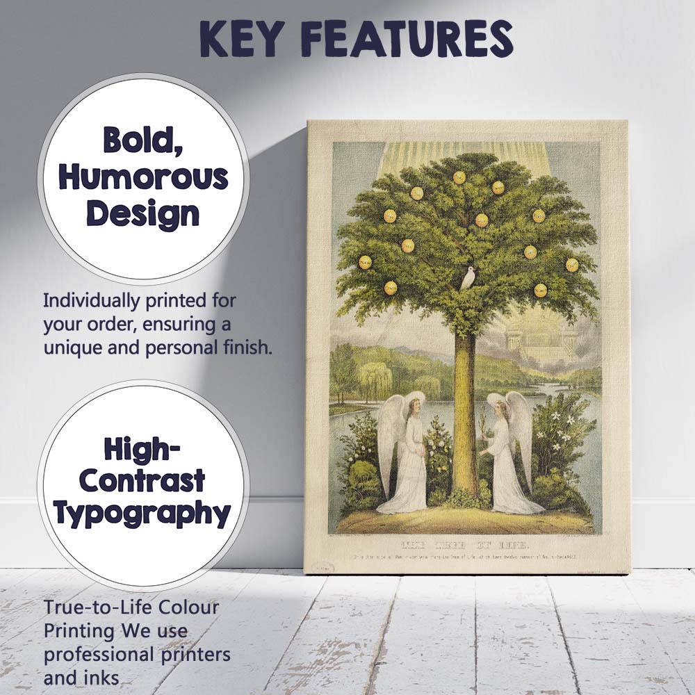 Tree Of Life Religious Angelic Botanical Illustration Canvas Wall Art Print Decor Picture Ready to Hang
