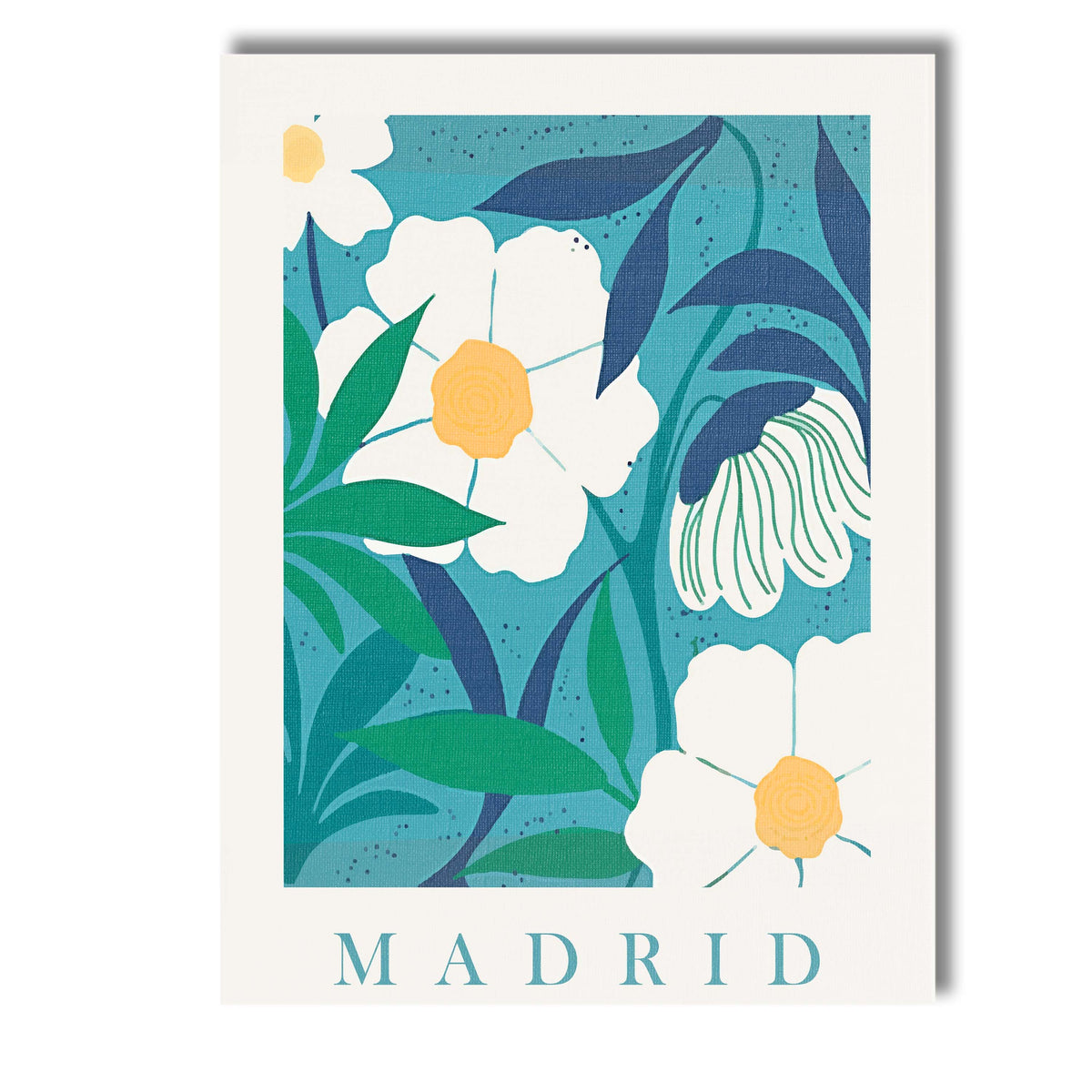 Teal White Botanical Bloom Market Poster Print Canvas Wall Art Print Decor Picture Ready to Hang