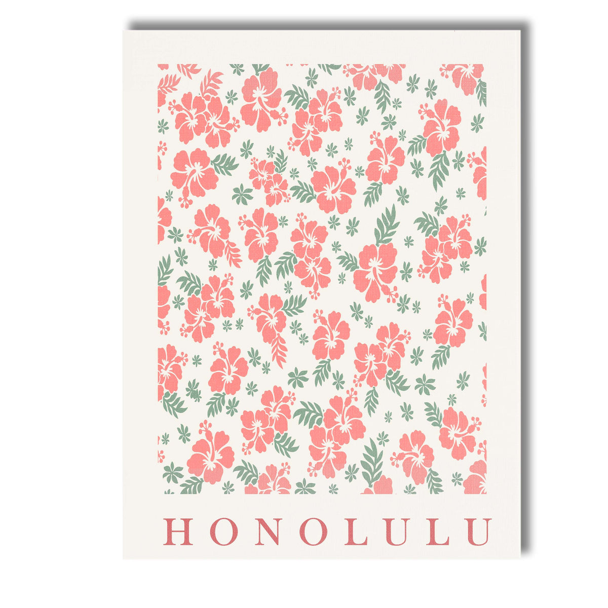 Tropical Pink Hibiscus Floral Repeat Pattern Poster Canvas Wall Art Print Decor Picture Ready to Hang