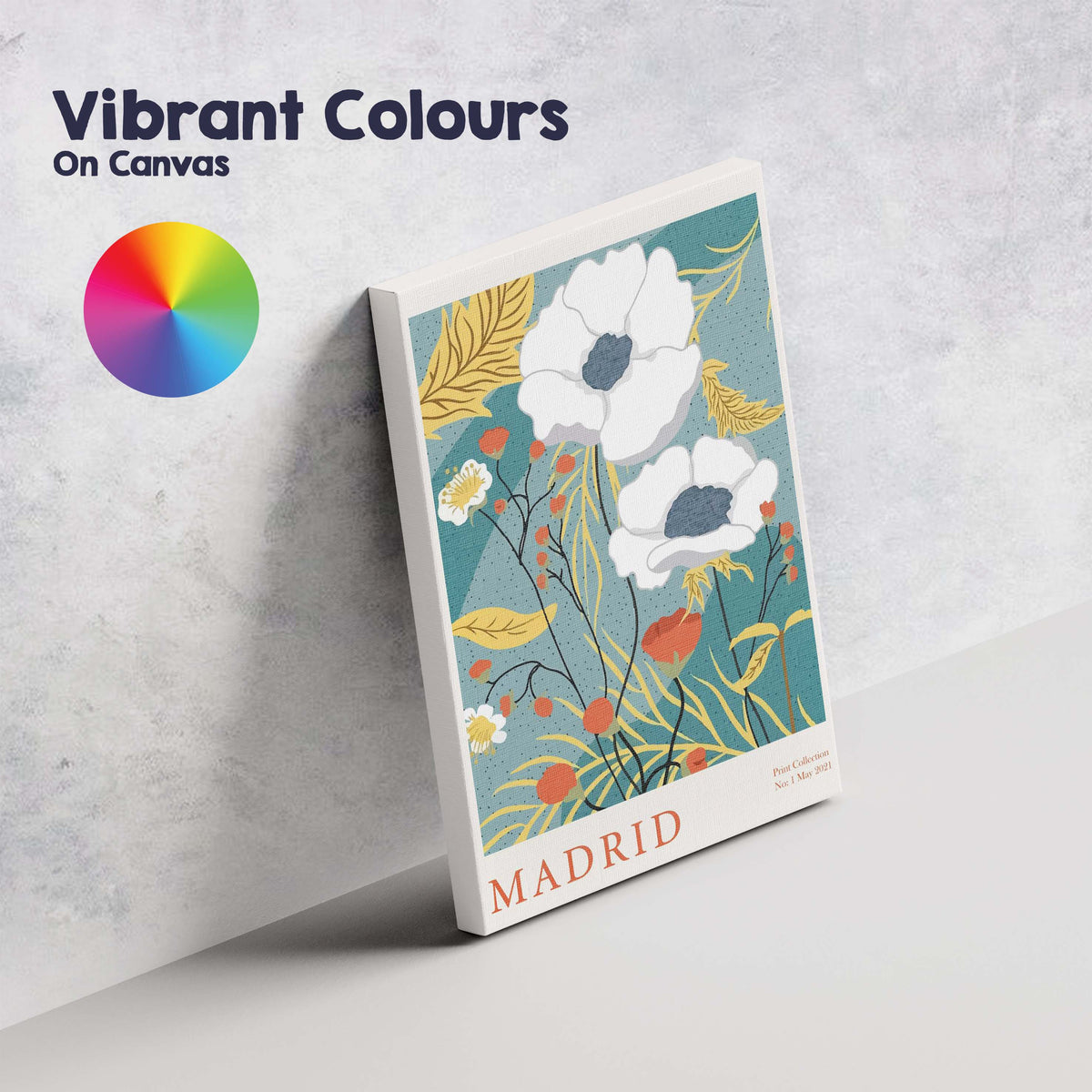 Art Deco Madrid Botanical Bloom Floral Poster Illustration Canvas Wall Art Print Decor Picture Ready to Hang