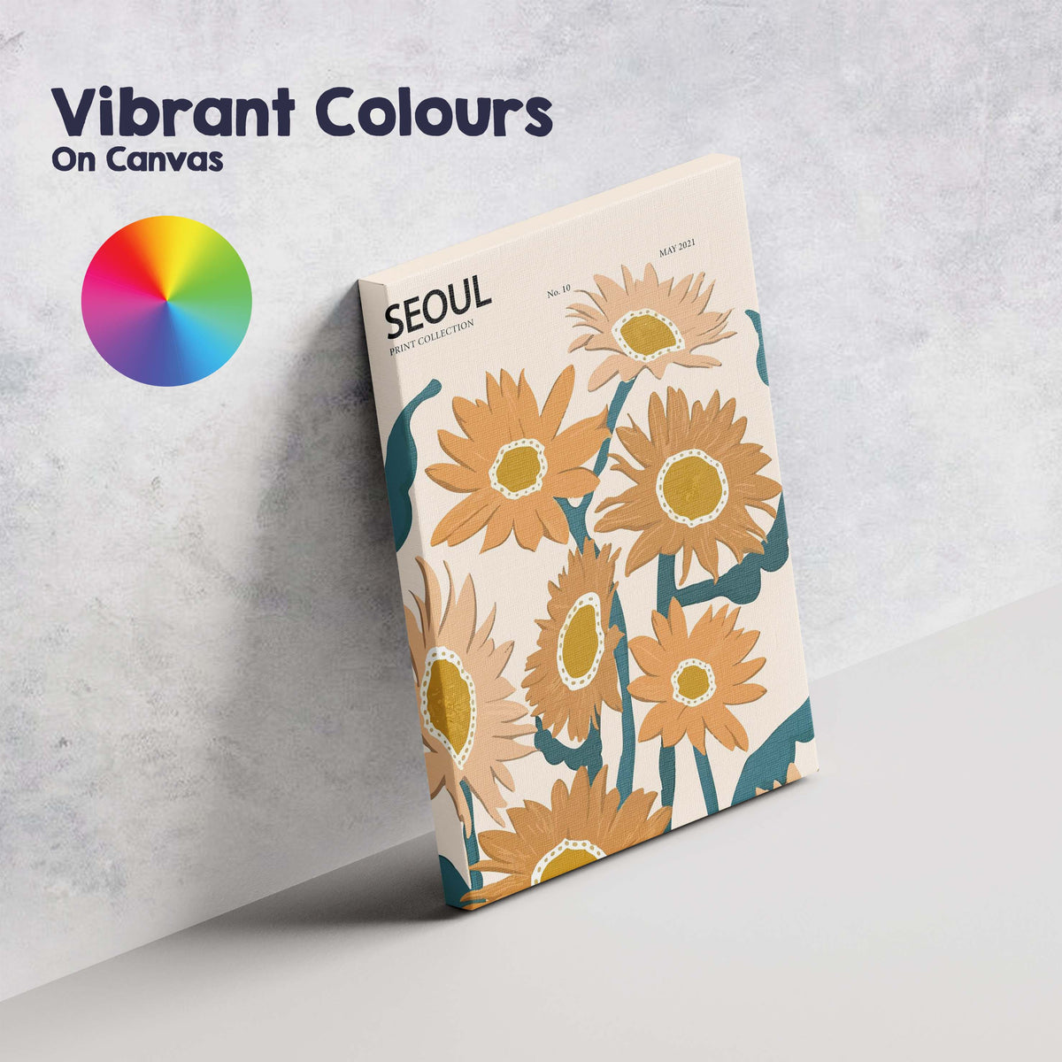 Modern Seoul Sunflower Floral Market Poster Artwork Canvas Wall Art Print Decor Picture Ready to Hang
