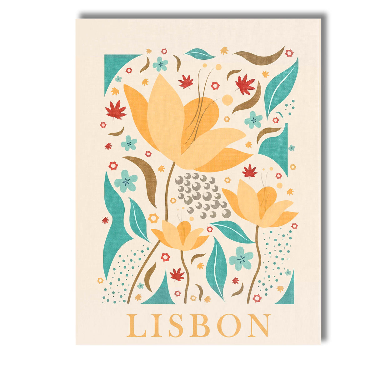 Mustard Yellow Floral Folk Art Market Poster Canvas Wall Art Print Decor Picture Ready to Hang