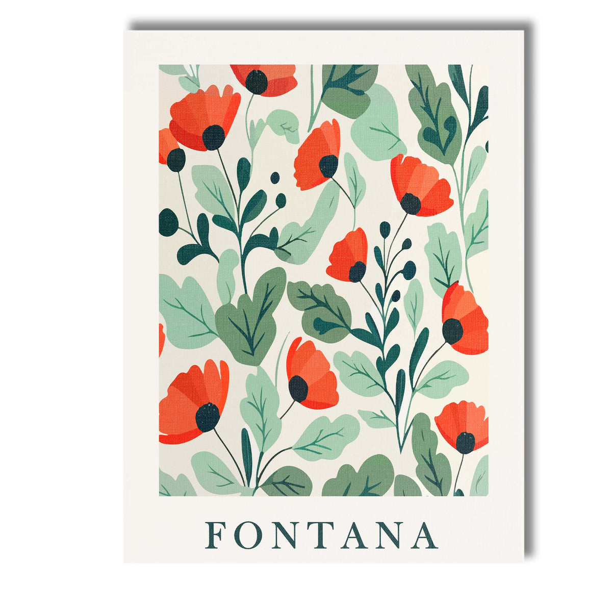 Modern Flower Market Fontana Red Poppy Botanical Poster Canvas Wall Art Print Decor Picture Ready to Hang