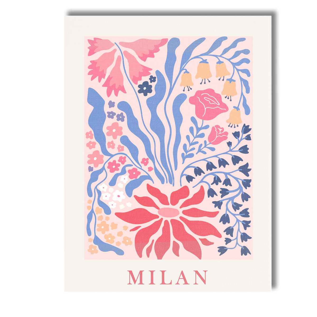Scandinavian Milan Floral Folk Art Botanical Illustration Canvas Wall Art Print Decor Picture Ready to Hang