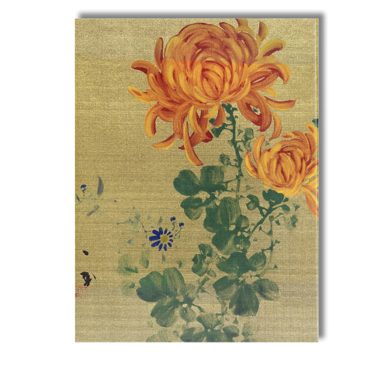 Japanese Style Golden Chrysanthemum Floral Painting Canvas Wall Art Print Decor Picture Ready to Hang