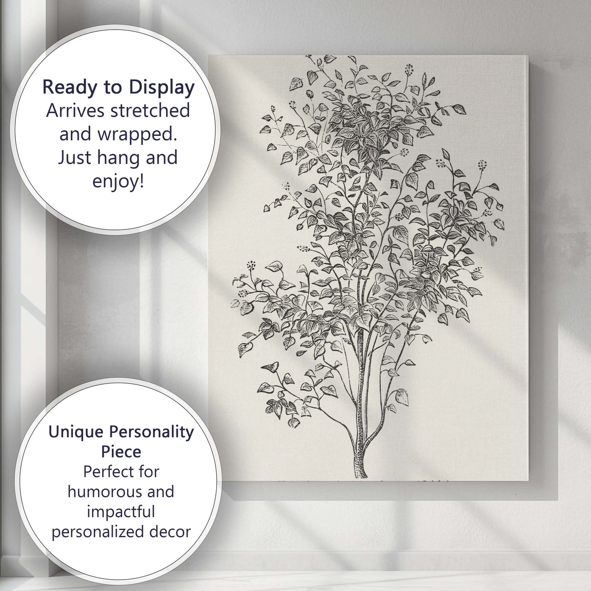 Antique Irish Ivy Botanical Line Drawing Illustration Canvas Wall Art Print Decor Picture Ready to Hang