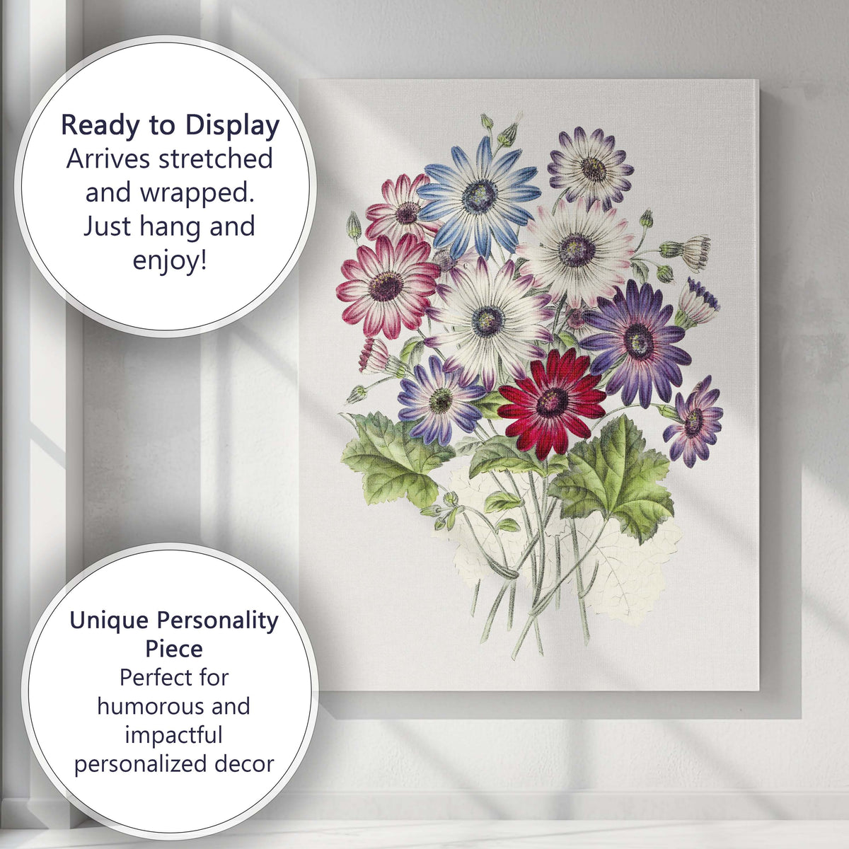 Vibrant Daisy Flower Bouquet Botanical Floral Arrangement Canvas Wall Art Print Decor Picture Ready to Hang