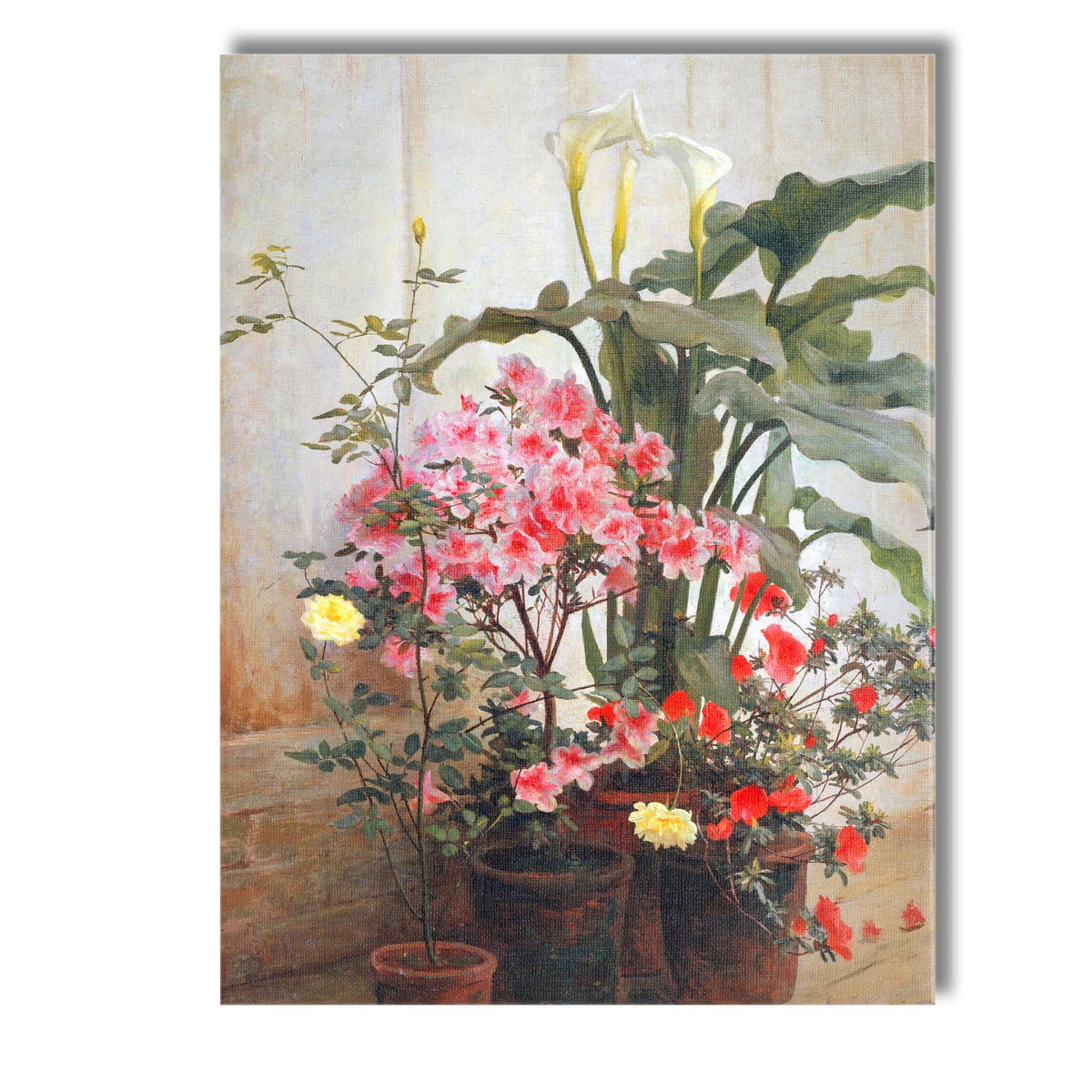 Romantic Potted Flowers Conservatory Garden Painting Botanical Canvas Wall Art Print Decor Picture Ready to Hang