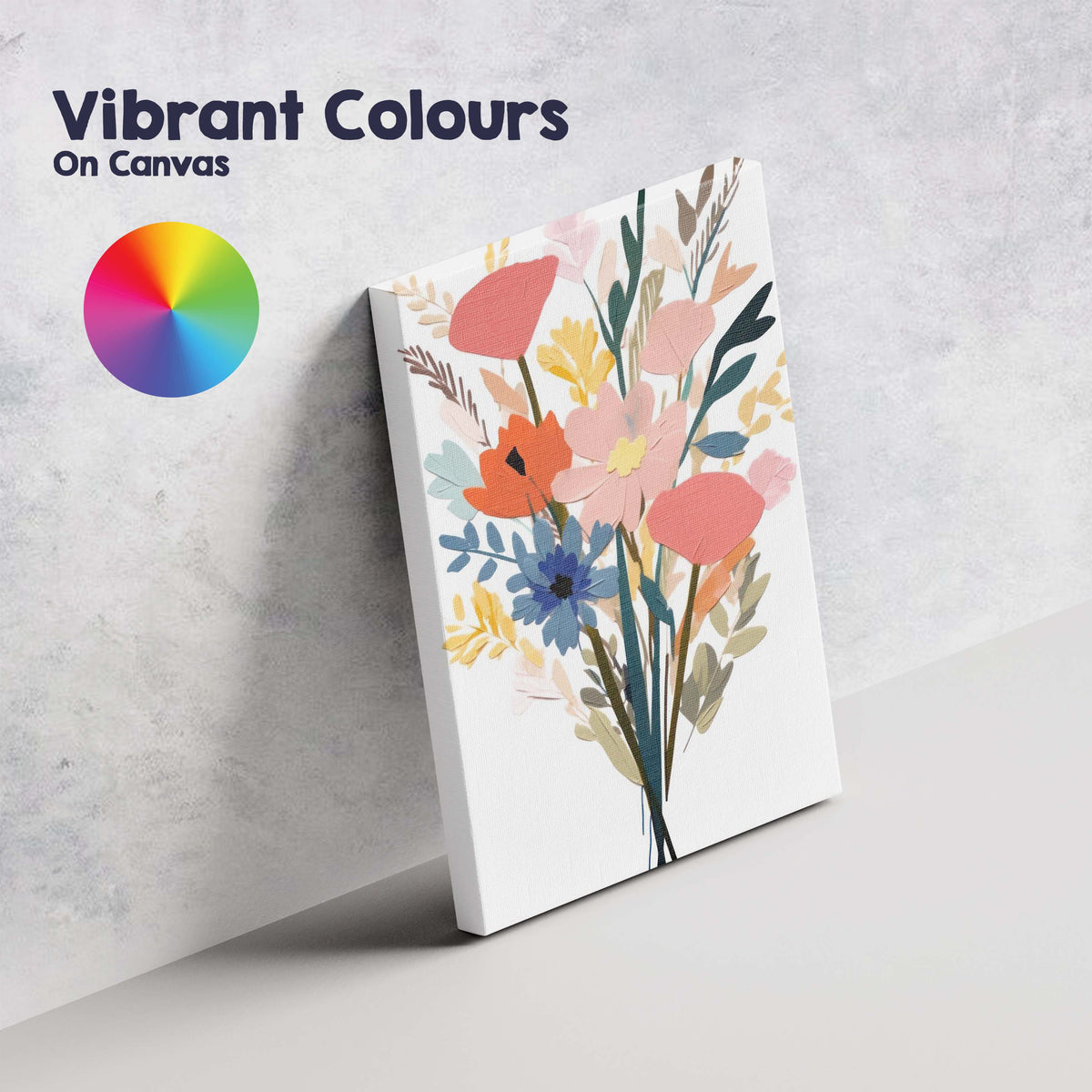 Pastel Paper Cut Floral Bouquet Scandinavian Botanical Collage Canvas Wall Art Print Decor Picture Ready to Hang
