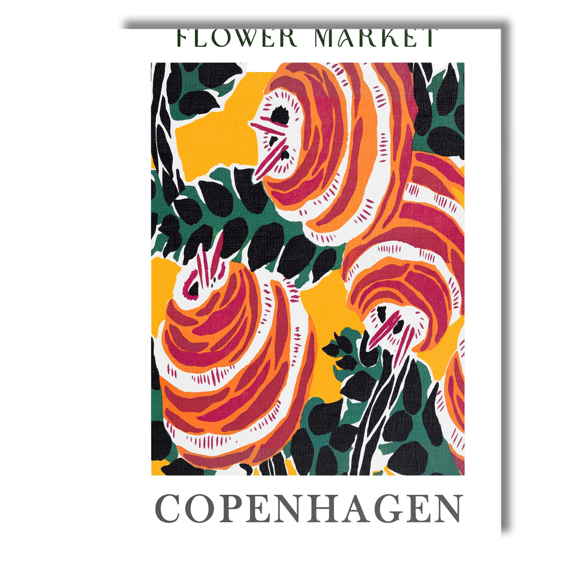 Scandinavian Copenhagen Flower Market Bold Floral Graphic Poster Canvas Wall Art Print Decor Picture Ready to Hang