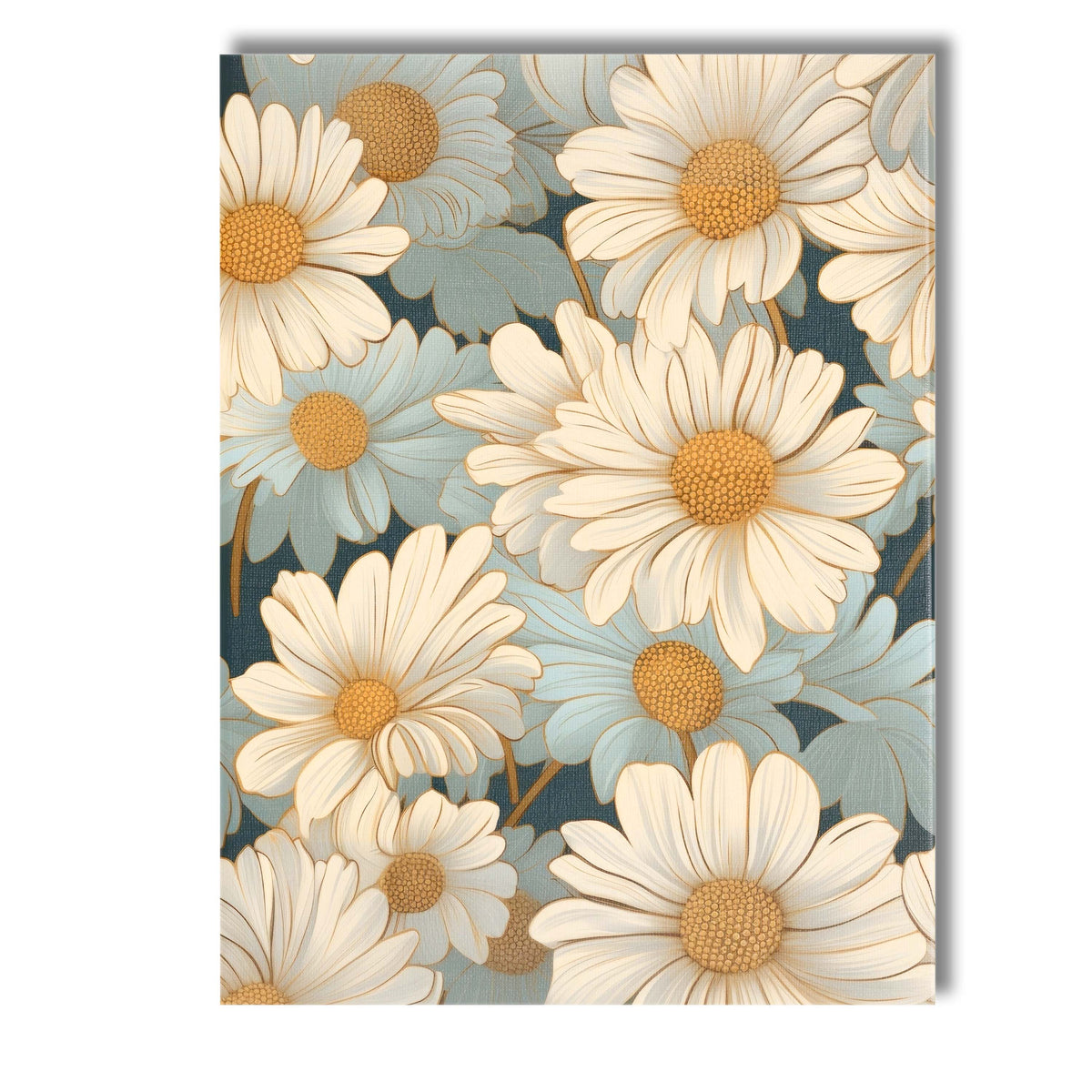 Soft Cream Daisy Blossom Repeat Floral Pattern Canvas Wall Art Print Decor Picture Ready to Hang