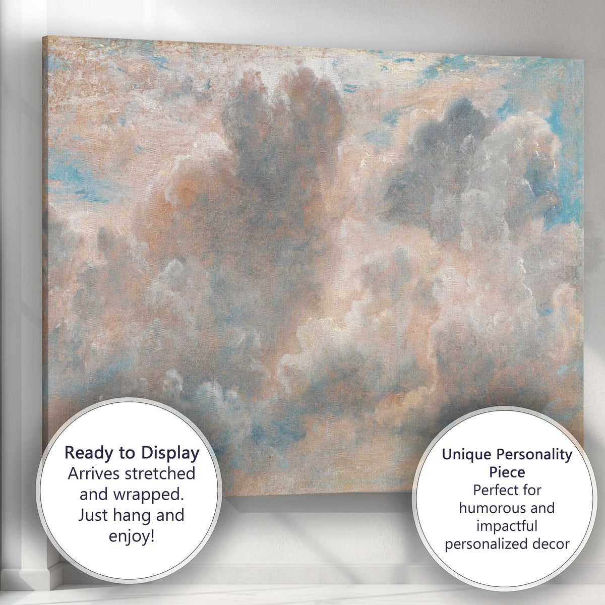 Pastel Impressionist Cloudscape Sky Study Textured Landscape Painting Canvas Wall Art Print Decor Picture Ready to Hang
