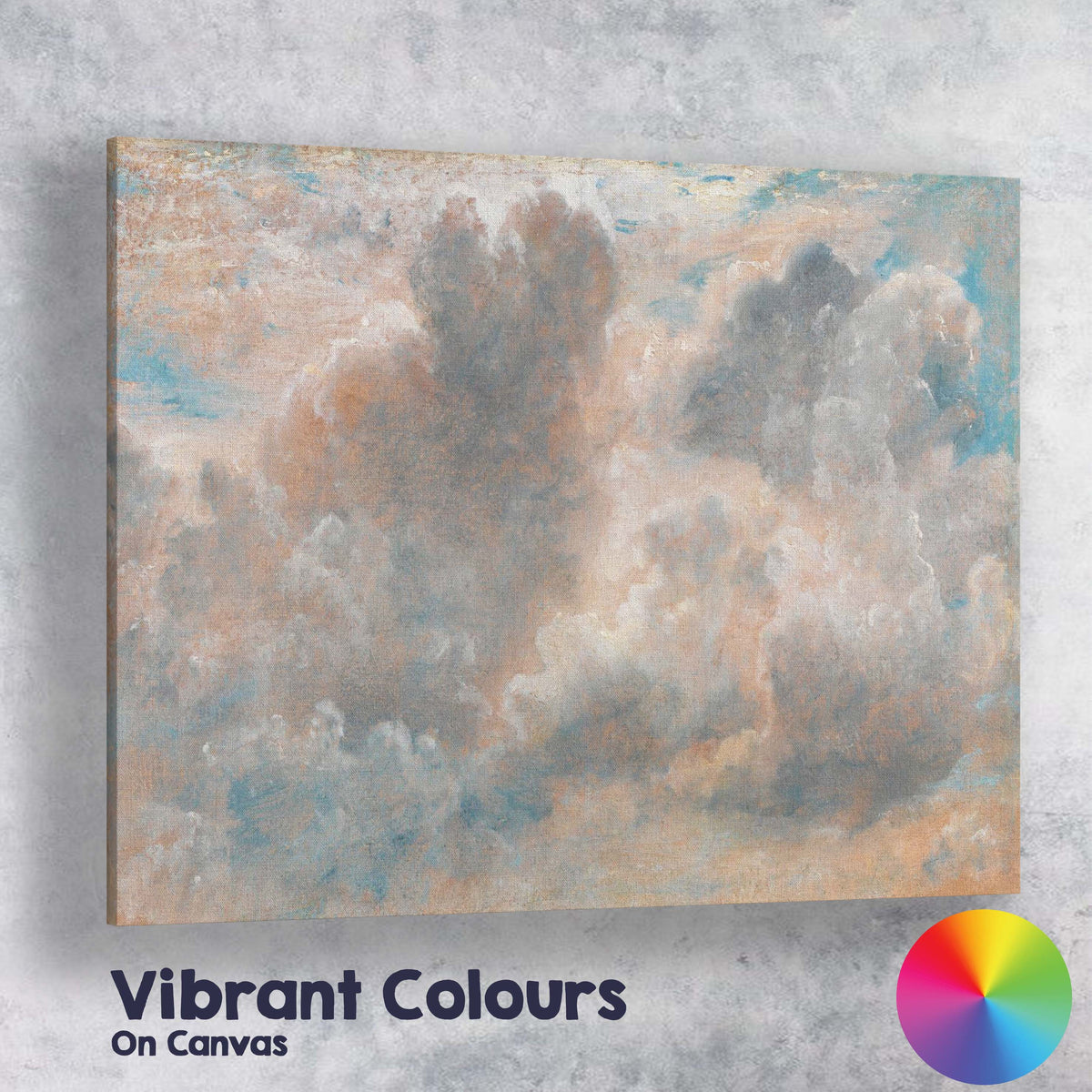 Pastel Impressionist Cloudscape Sky Study Textured Landscape Painting Canvas Wall Art Print Decor Picture Ready to Hang