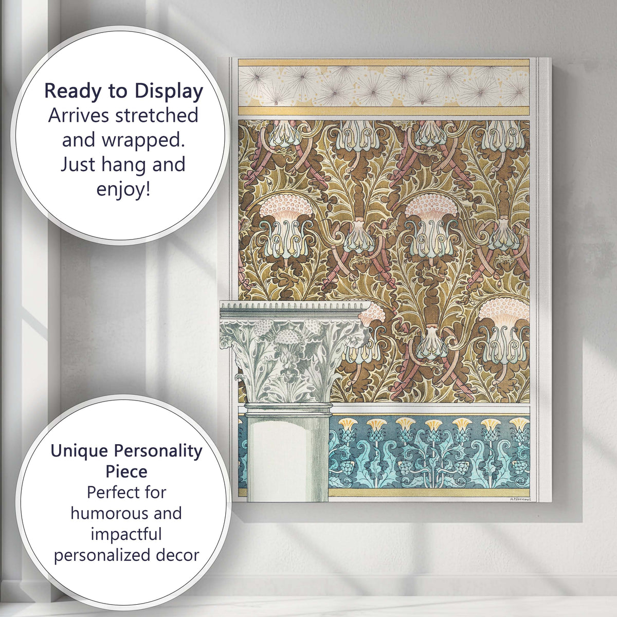 William Morris Thistle Art Nouveau Botanical Pattern Design Canvas Wall Art Print Decor Picture Ready to Hang