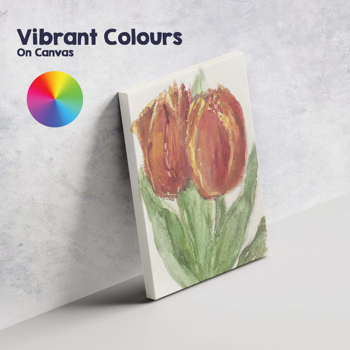 Vibrant Orange Tulip Floral Watercolour Botanical Illustration Canvas Wall Art Print Decor Picture Ready to Hang