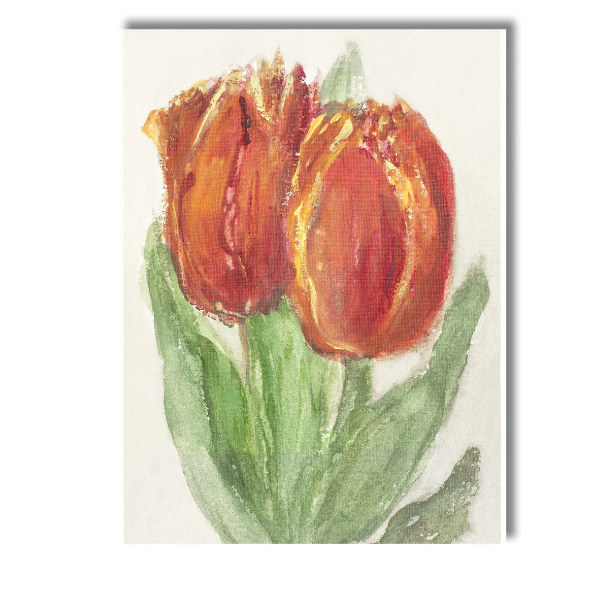 Vibrant Orange Tulip Floral Watercolour Botanical Illustration Canvas Wall Art Print Decor Picture Ready to Hang