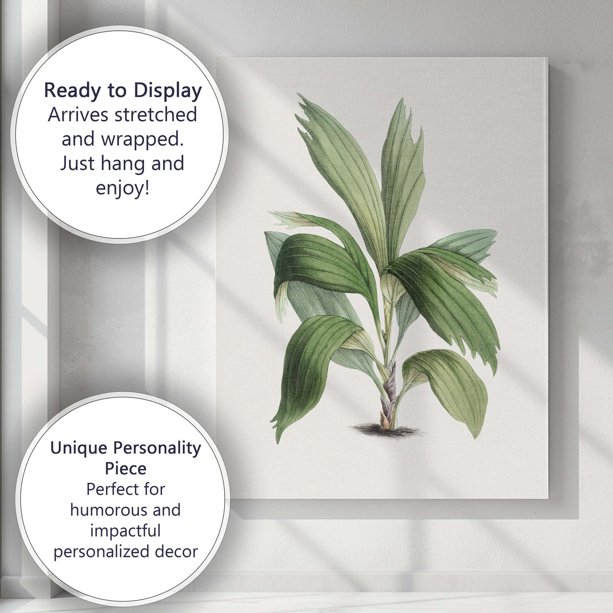 Elegant Green Tropical Foliage Botanical Illustration Canvas Wall Art Print Decor Picture Ready to Hang