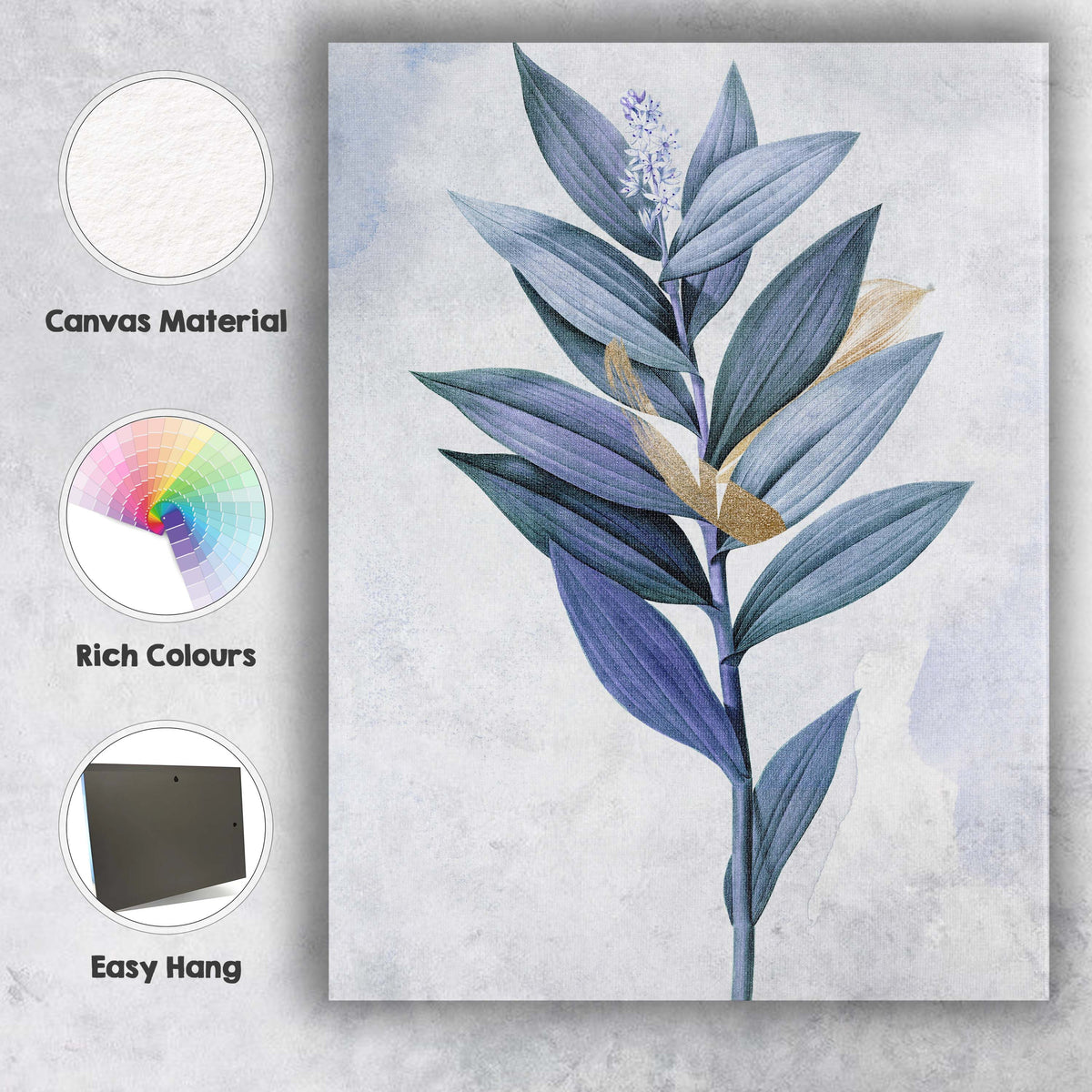 Blue Lavender Foliage Botanical Watercolour Plant Illustration Canvas Wall Art Print Decor Picture Ready to Hang