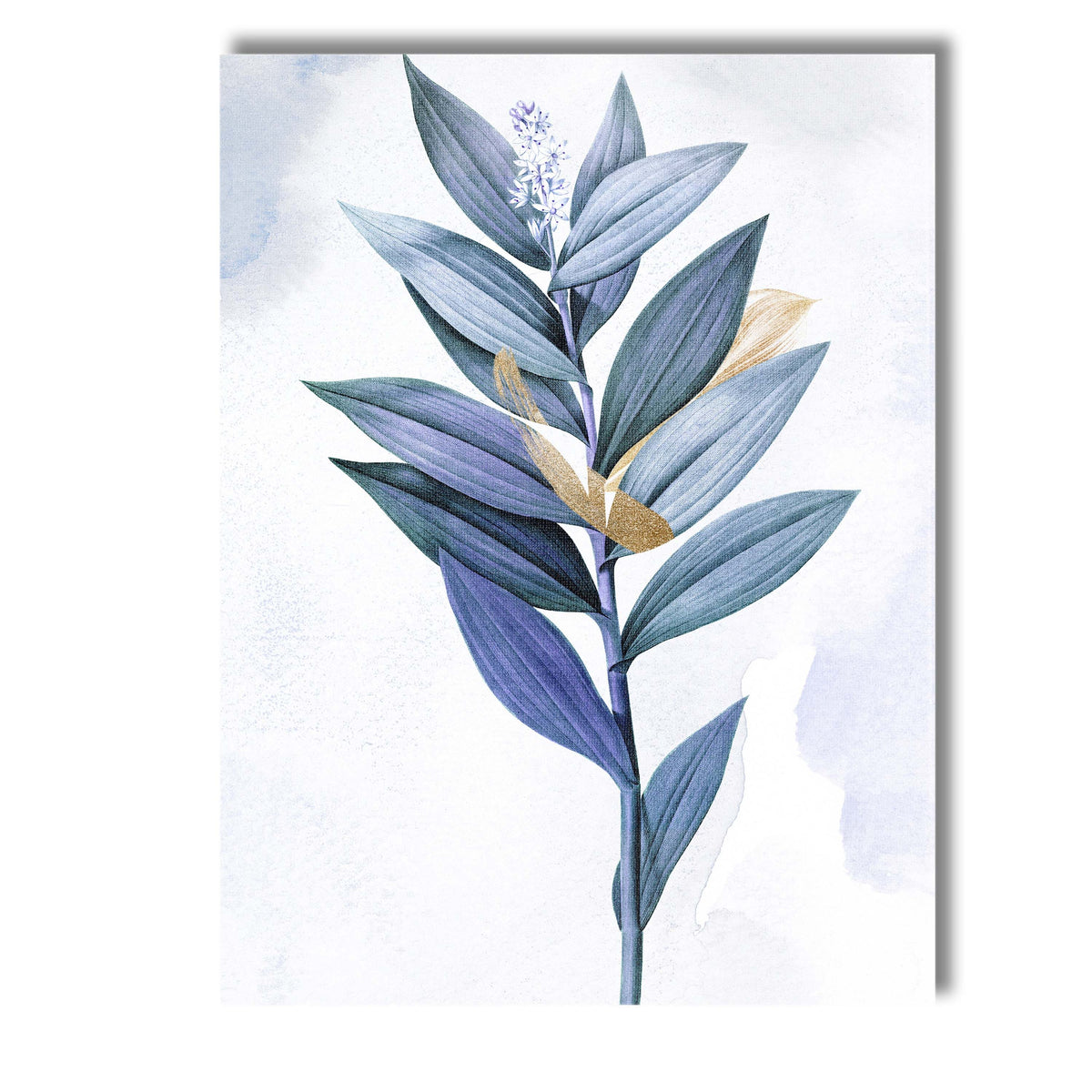 Blue Lavender Foliage Botanical Watercolour Plant Illustration Canvas Wall Art Print Decor Picture Ready to Hang