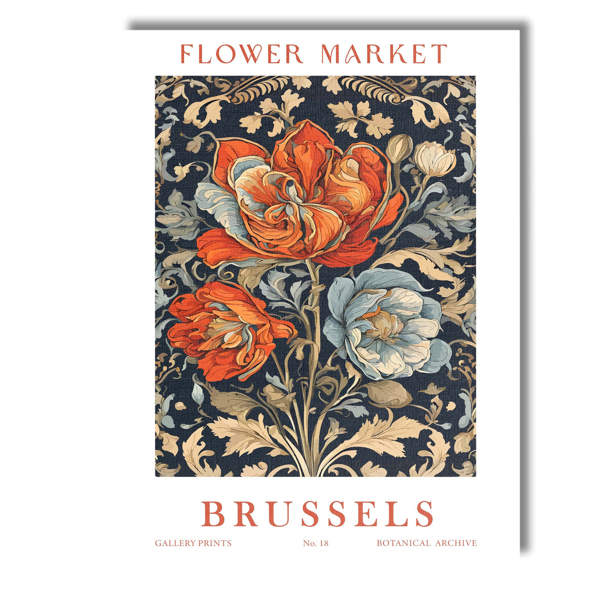 Modern Floral Market Amsterdam Decorative Flower Illustration Poster Canvas Wall Art Print Decor Picture Ready to Hang