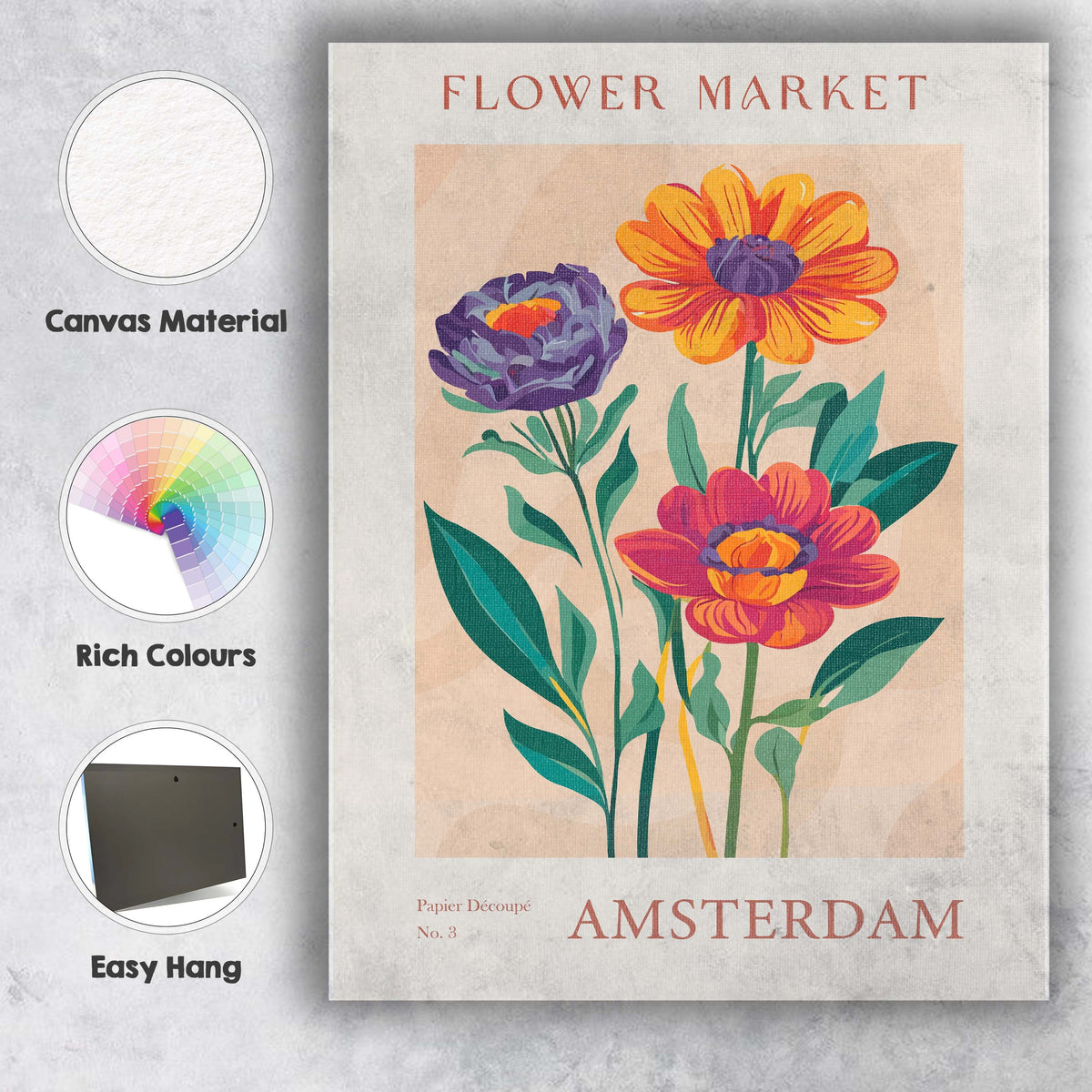 Yellow White Daisy Floral Pattern Botanical Market Poster Canvas Wall Art Print Decor Picture Ready to Hang