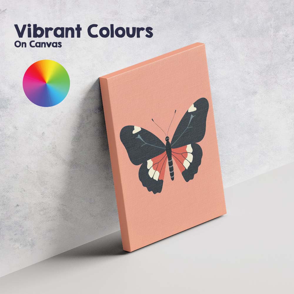 Modern Minimalist Butterfly Illustration Coral Pink Contemporary Artwork Canvas Wall Art Print Decor Picture Ready to Hang