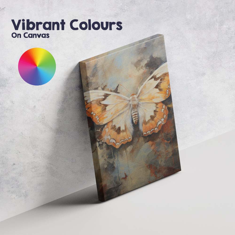 Cream and Amber Butterfly Abstract Textured Painting Canvas Wall Art Print Decor Picture Ready to Hang