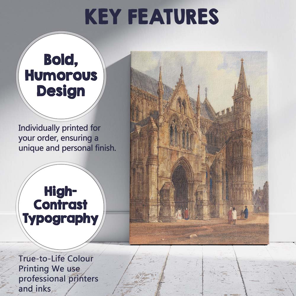 Historic Gothic Cathedral Architecture Watercolour Painting Canvas Wall Art Print Decor Picture Ready to Hang