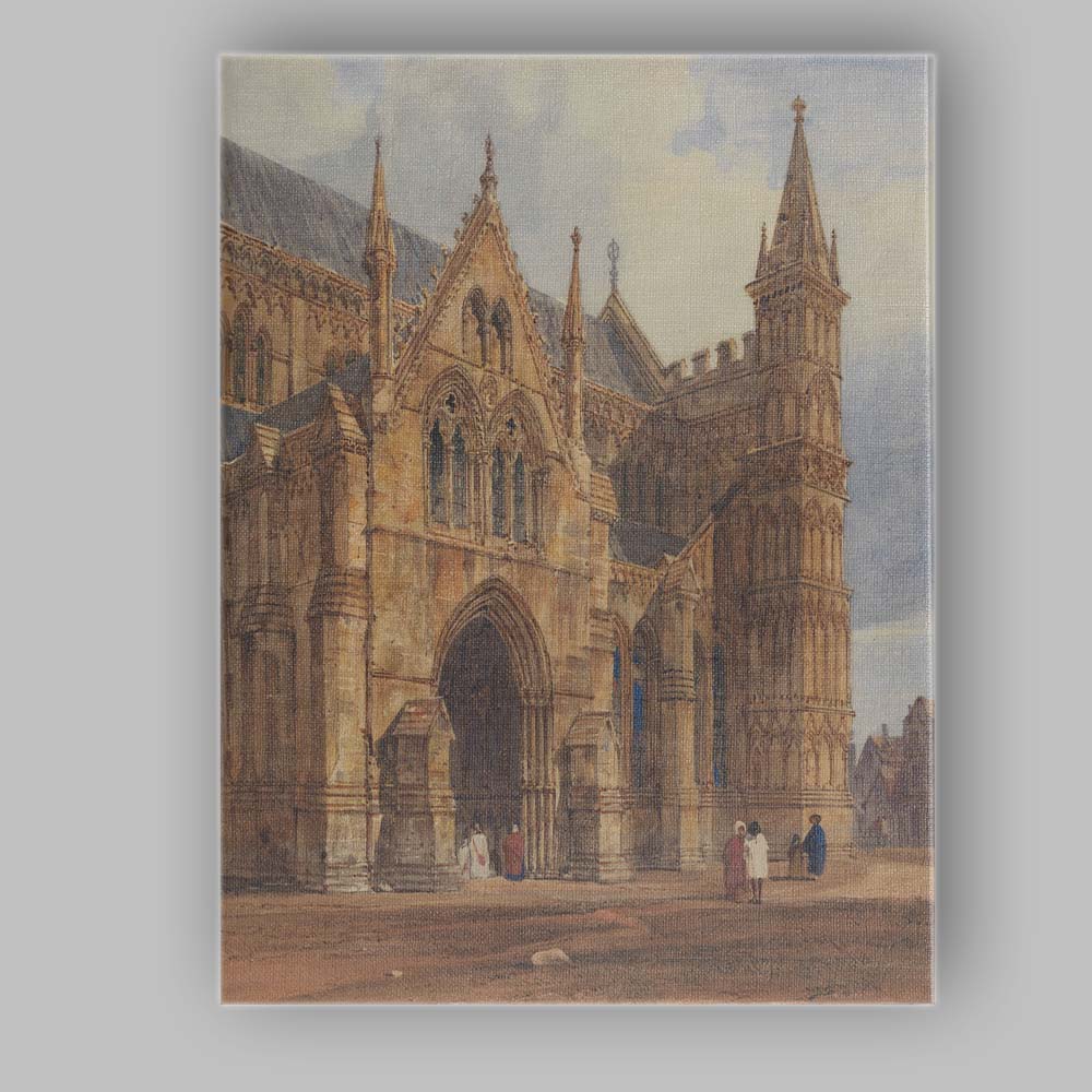 Historic Gothic Cathedral Architecture Watercolour Painting Canvas Wall Art Print Decor Picture Ready to Hang