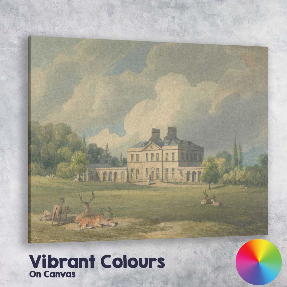 Elegant Country Estate Deer Park Landscape Watercolour Canvas Wall Art Print Decor Picture Ready to Hang