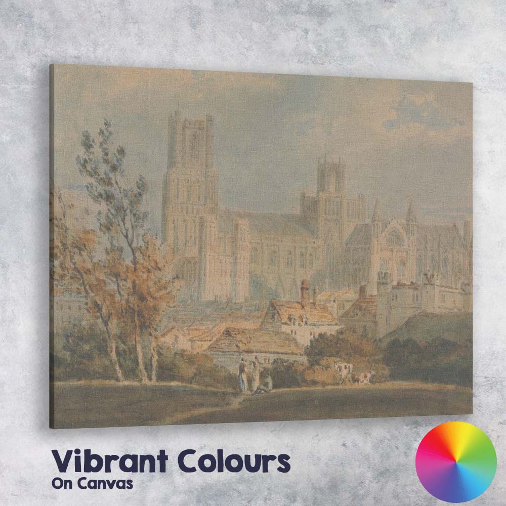 Grand Gothic Cathedral Cityscape Watercolour Architectural Canvas Wall Art Print Decor Picture Ready to Hang