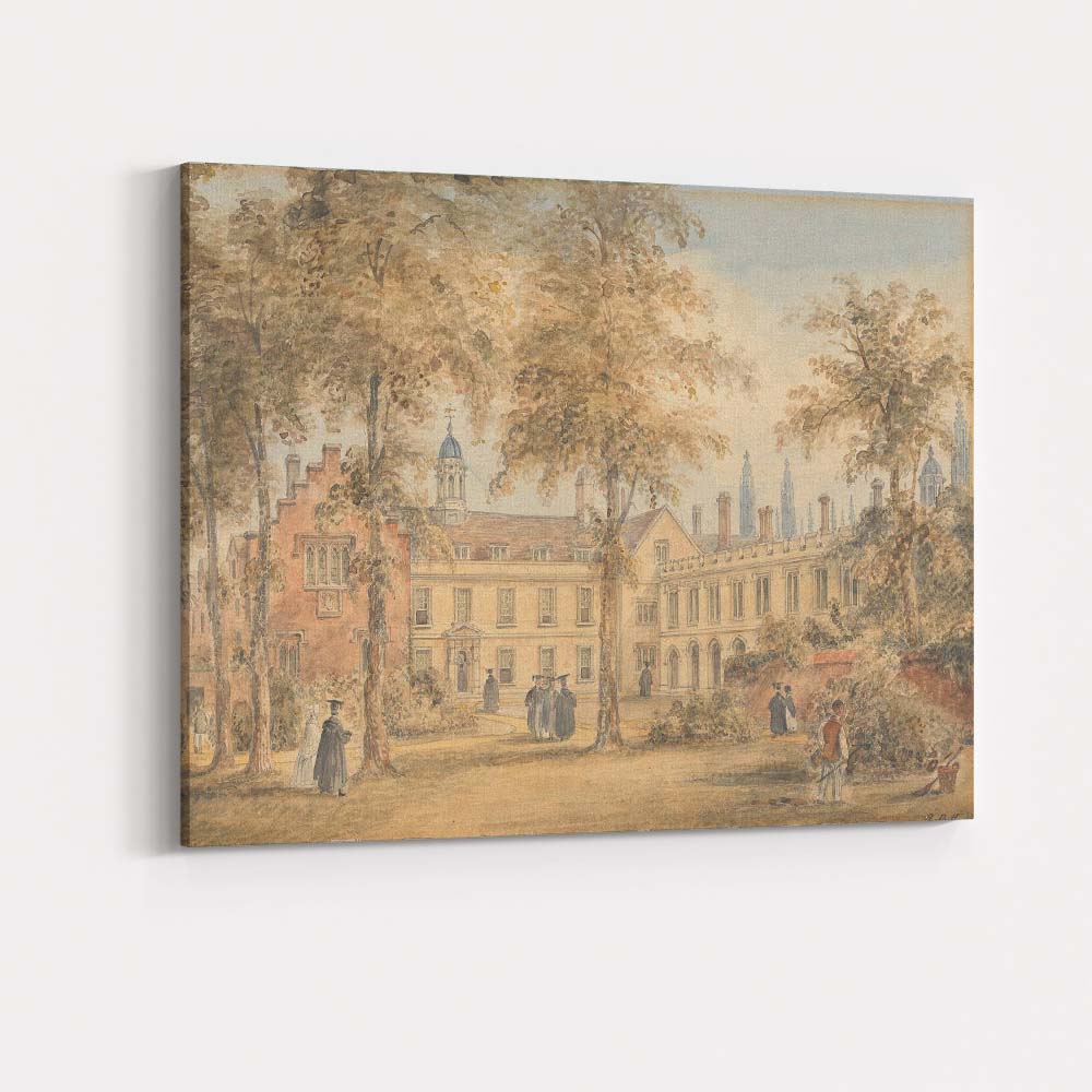 Historic University Courtyard Academic Architecture Watercolour Scene Canvas Wall Art Print Decor Picture Ready to Hang