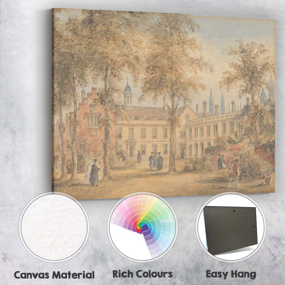 Historic University Courtyard Academic Architecture Watercolour Scene Canvas Wall Art Print Decor Picture Ready to Hang