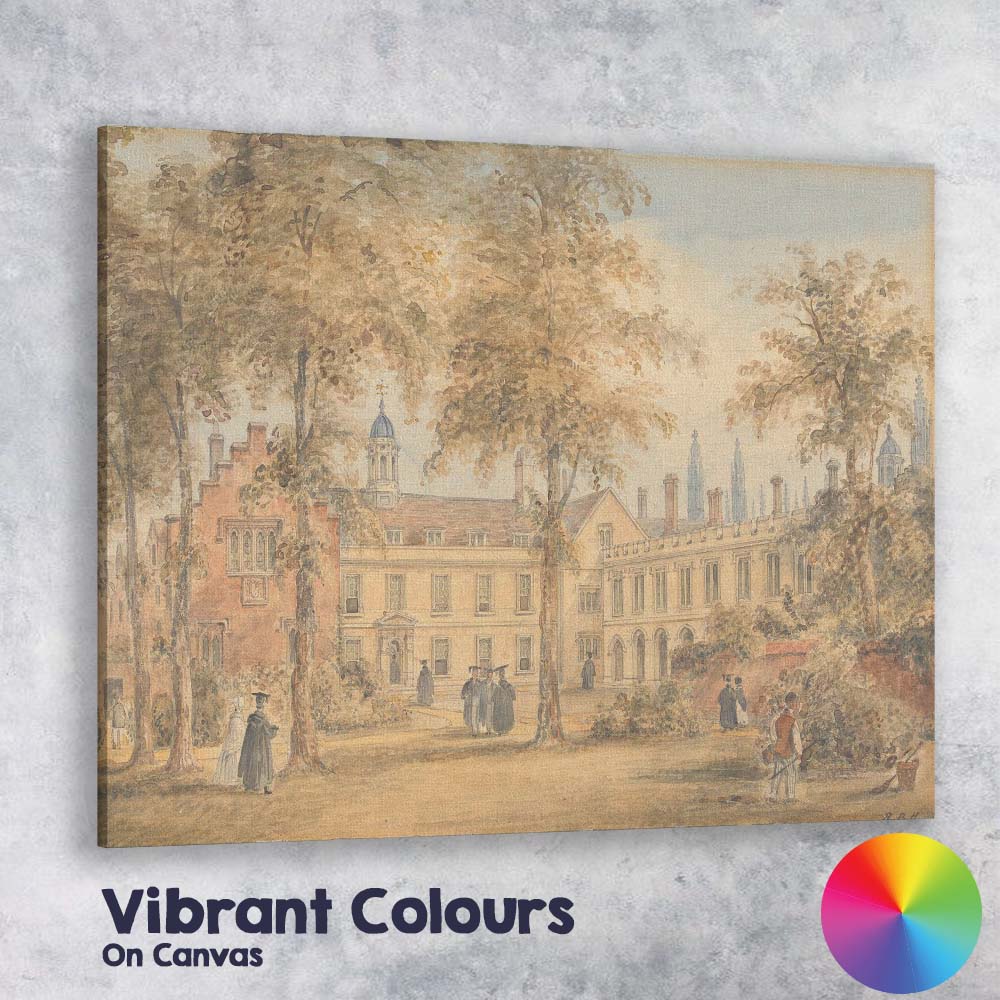 Historic University Courtyard Academic Architecture Watercolour Scene Canvas Wall Art Print Decor Picture Ready to Hang