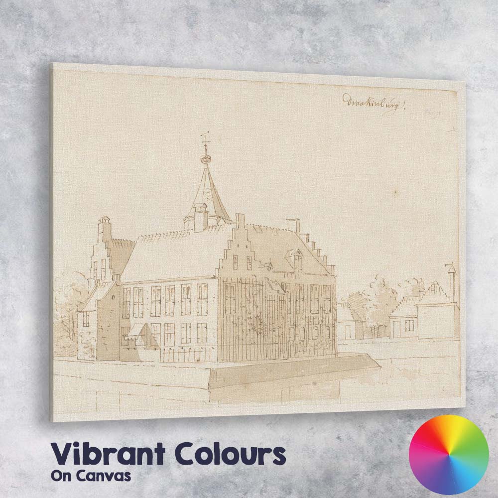 Dutch Canal House Architectural Sketch Antique Sepia Drawing Canvas Wall Art Print Decor Picture Ready to Hang