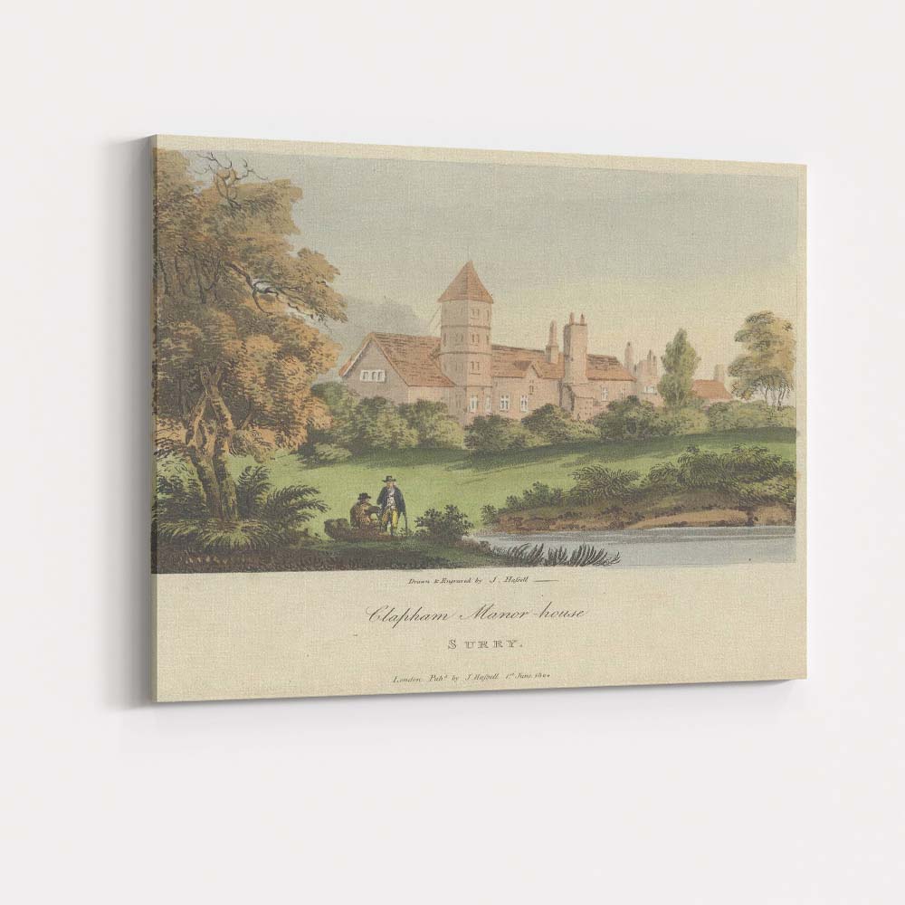 Clapham Manor House Surrey Antique Hand Coloured Architectural Print Canvas Wall Art Print Decor Picture Ready to Hang
