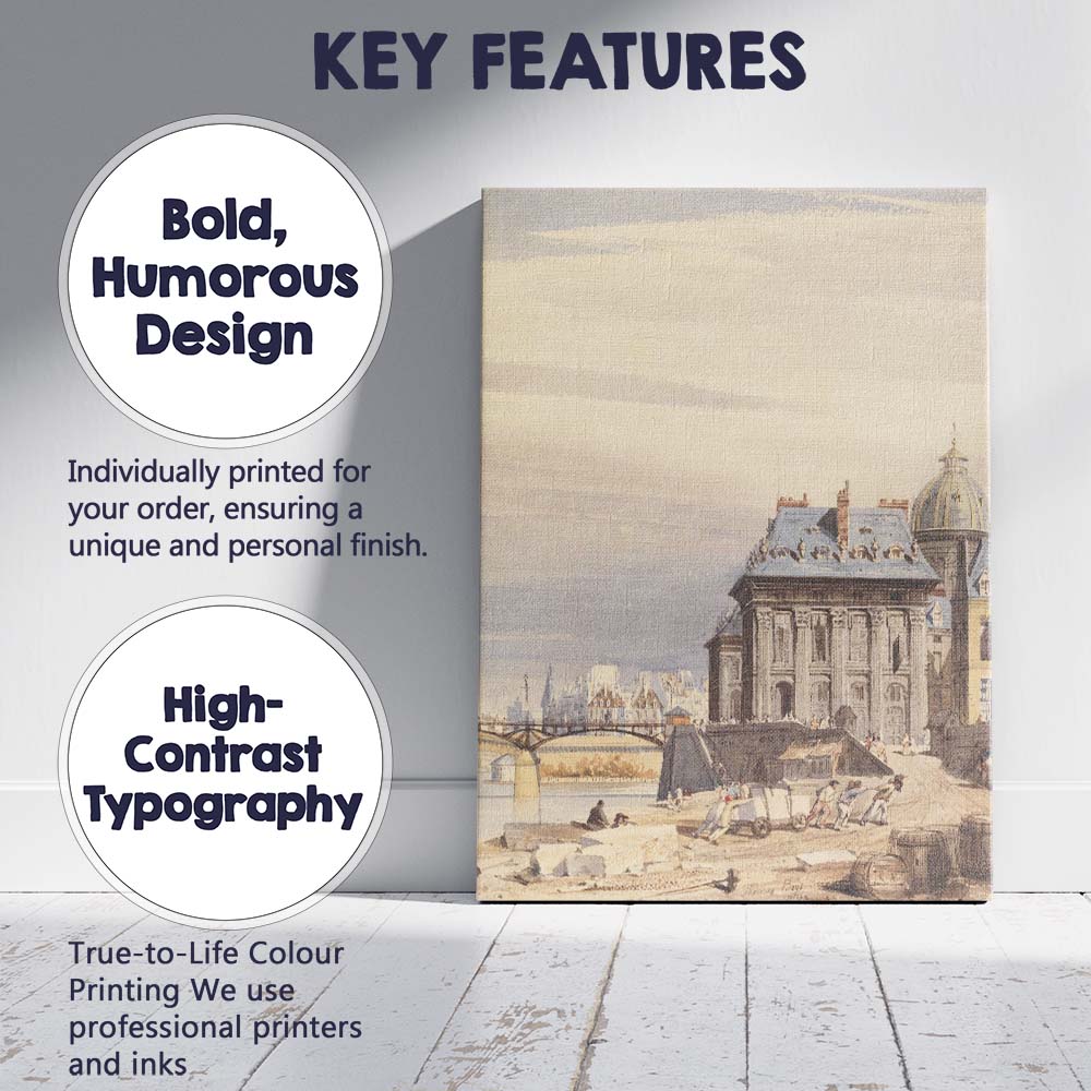 Paris Riverside Architecture Classical Cityscape Watercolour Painting Canvas Wall Art Print Decor Picture Ready to Hang