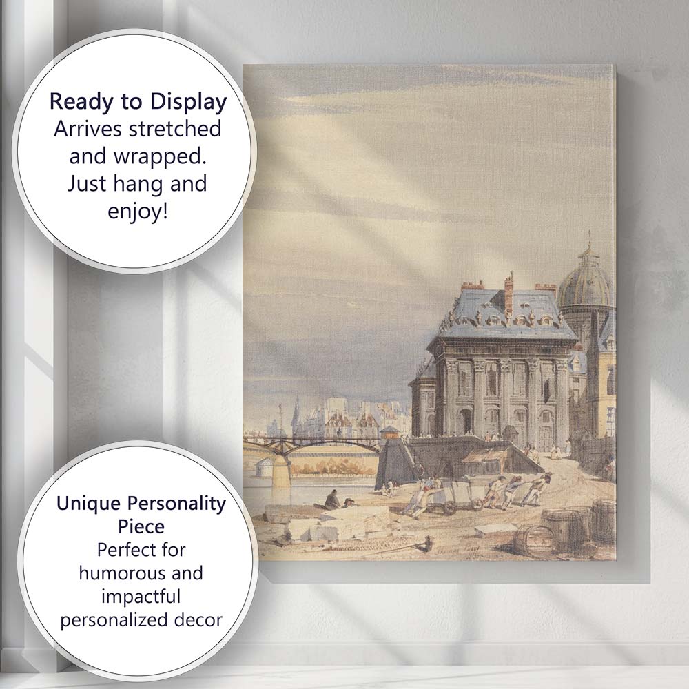Paris Riverside Architecture Classical Cityscape Watercolour Painting Canvas Wall Art Print Decor Picture Ready to Hang
