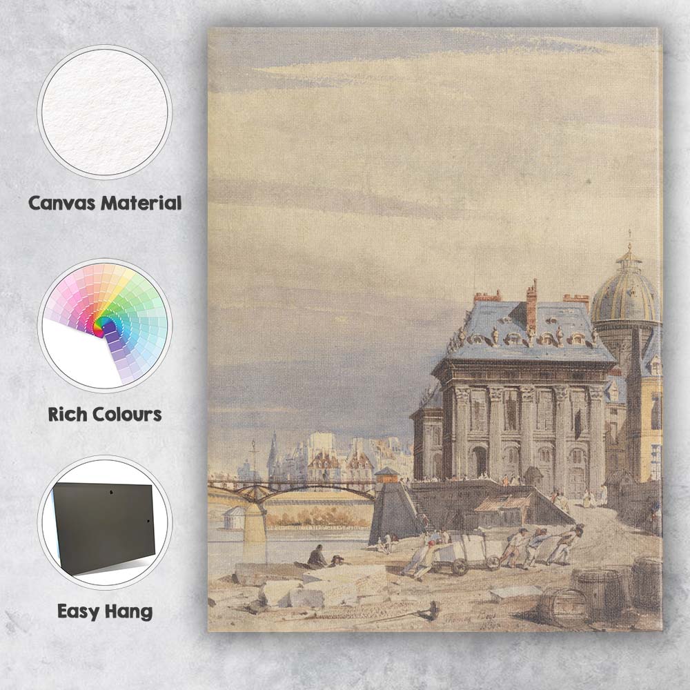 Paris Riverside Architecture Classical Cityscape Watercolour Painting Canvas Wall Art Print Decor Picture Ready to Hang
