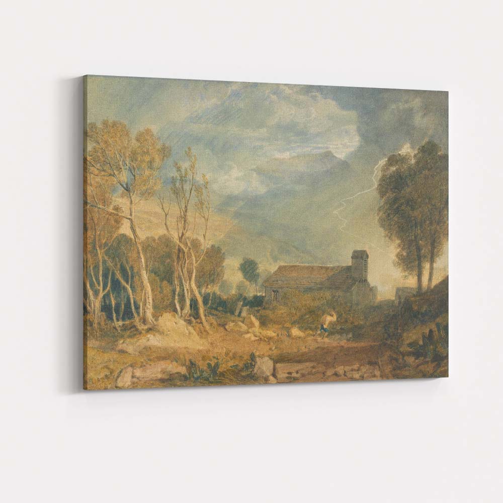 Atmospheric Countryside Church Stormy Sky Landscape Watercolour Canvas Wall Art Print Decor Picture Ready to Hang