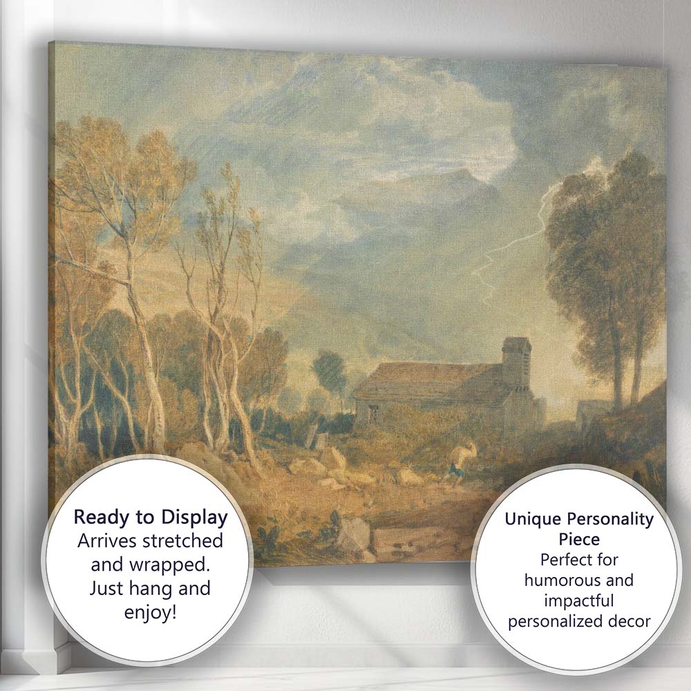 Atmospheric Countryside Church Stormy Sky Landscape Watercolour Canvas Wall Art Print Decor Picture Ready to Hang