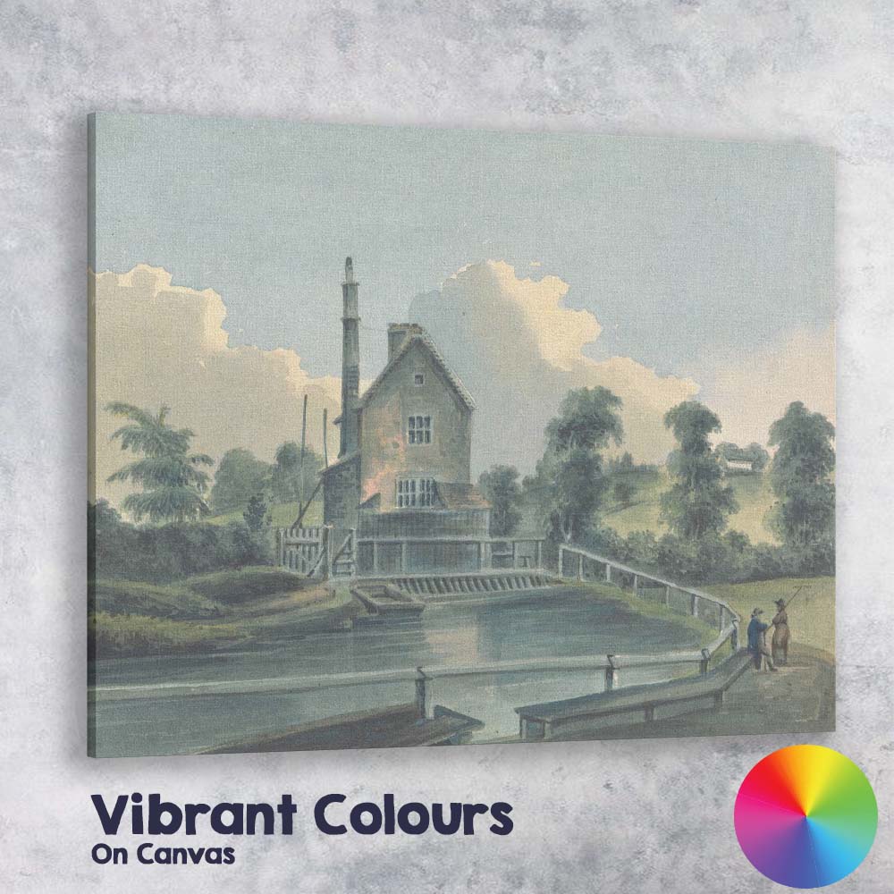 Riverside Mill Pond Watercolour Landscape Rural England Canvas Wall Art Print Decor Picture Ready to Hang
