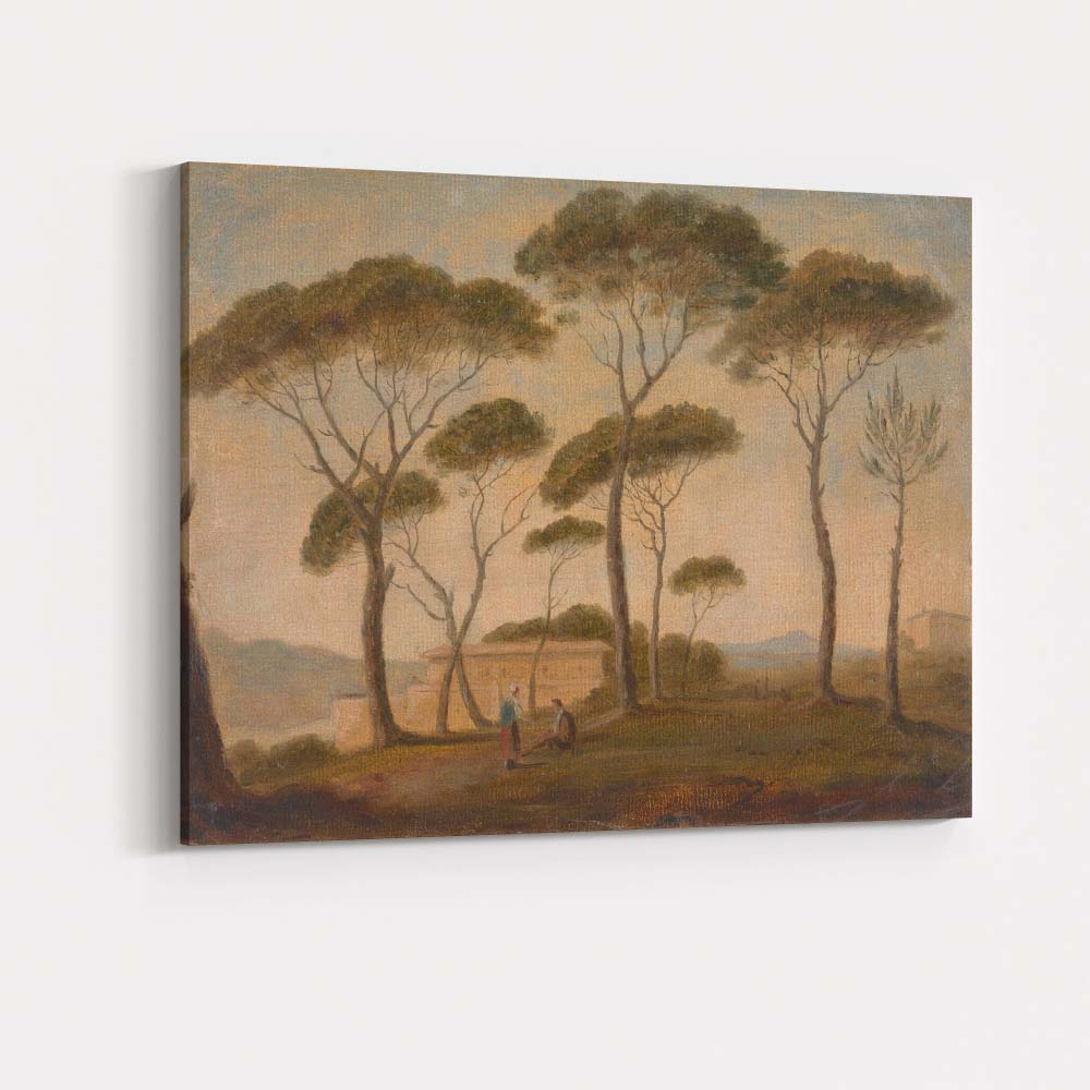 Italian Umbrella Pine Trees Classical Landscape Watercolour Painting Canvas Wall Art Print Decor Picture Ready to Hang