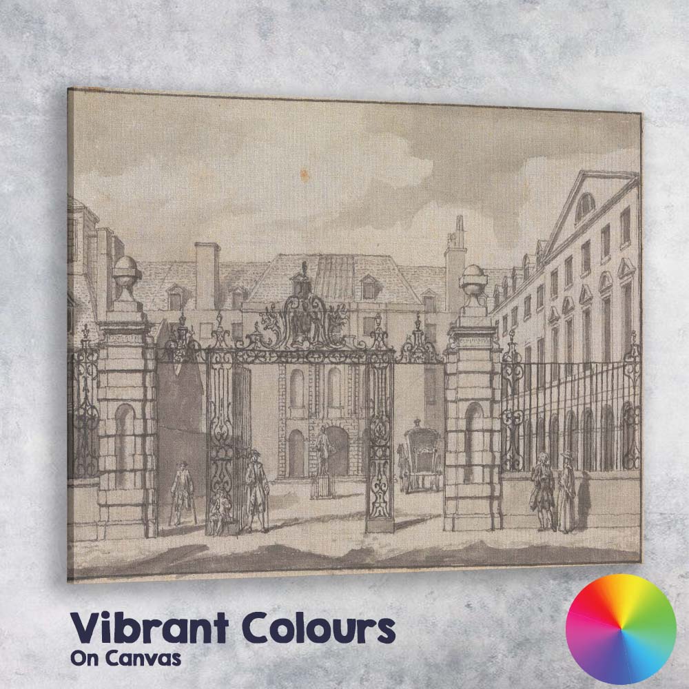 Georgian Manor Entrance Ornate Iron Gates Architectural Drawing Canvas Wall Art Print Decor Picture Ready to Hang