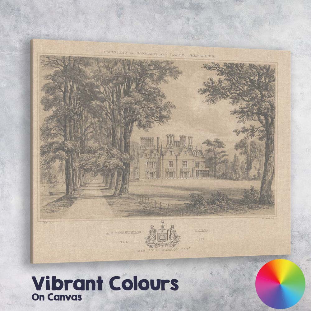 Victorian Manor House Estate Engraving Tree Lined Avenue Canvas Wall Art Print Decor Picture Ready to Hang