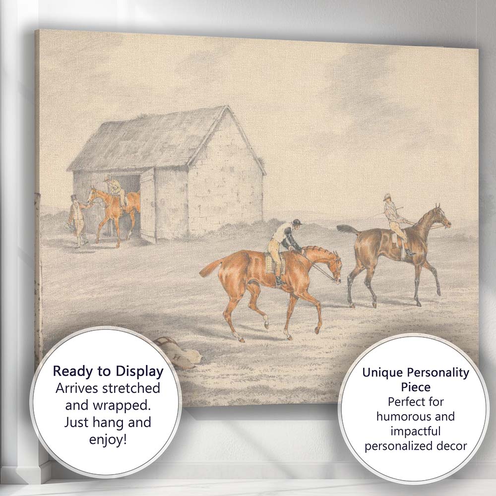 Horse Training Yard Sporting Country Watercolour Canvas Wall Art Print Decor Picture Ready to Hang