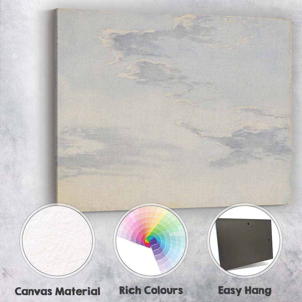 Soft Grey Cloud Study Watercolour Sky Landscape Canvas Wall Art Print Decor Picture Ready to Hang
