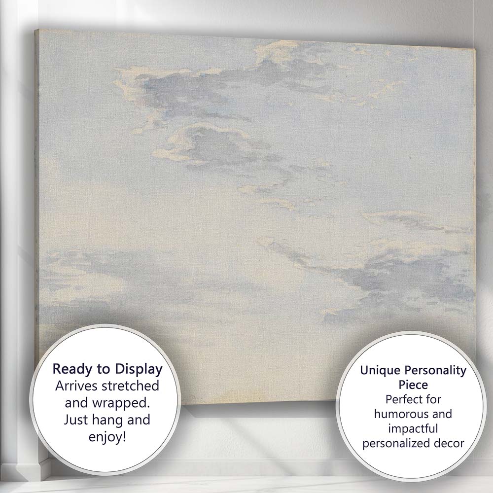 Soft Grey Cloud Study Watercolour Sky Landscape Canvas Wall Art Print Decor Picture Ready to Hang